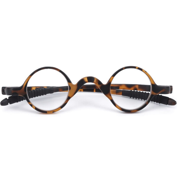 CCspace Unisex Full Rim Round Tr 90 Titanium Reading Glasses 56206 Reading Glasses CCspace 100 Leoaprd