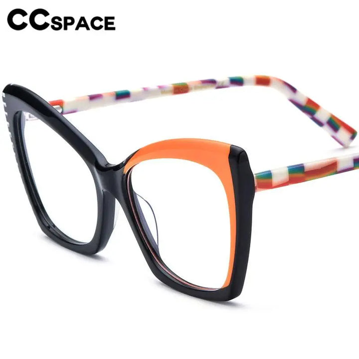 CCspace Unisex Full Rim Cat Eye Acetate Eyeglasses 56921 Full Rim CCspace