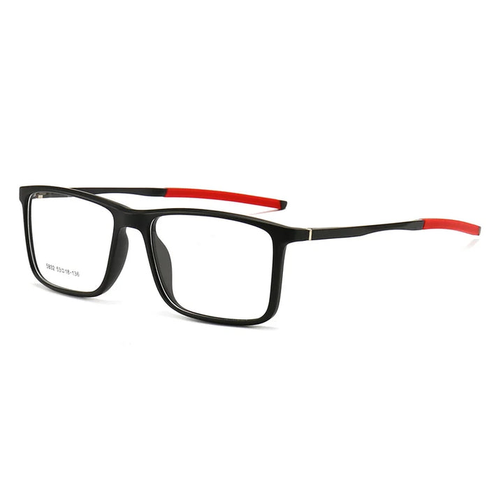Kocolior Unisex Full Rim Square Tr 90 Aluminium Hyperopic Reading Glasses 5832 Reading Glasses Kocolior Black Red 0