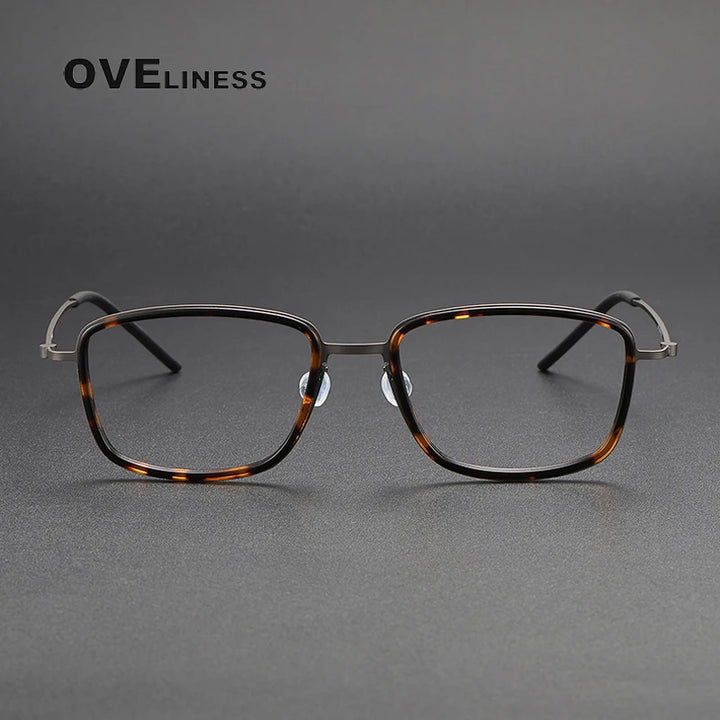 Oveliness Unisex Full Rim Polygon Acetate Titanium Eyeglasses 5803 Full Rim Oveliness