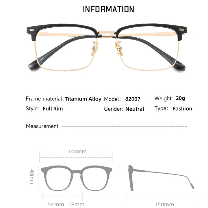 Gmei Unisex Full Rim Square Full Rim Alloy Tr 90 Eyeglasses 8207 Full Rim Gmei Optical