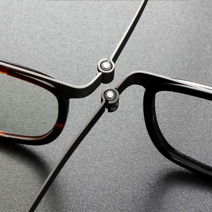 Black Mask Unisex Full Rim Rectangle Titanium Acetate Eyeglasses 9711 Full Rim Black Mask