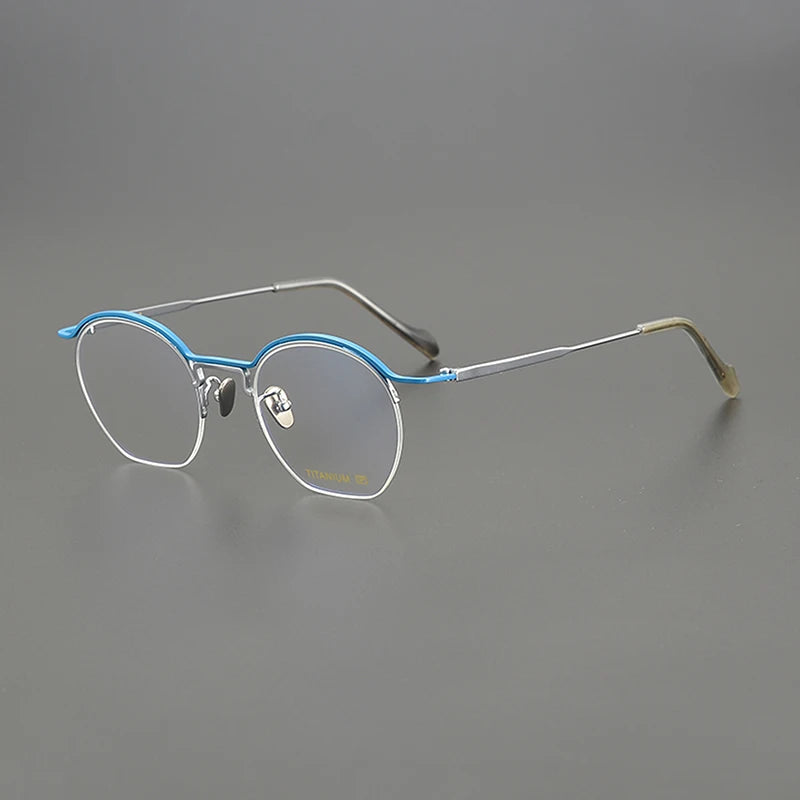 Nobler Unisex Semi Rim Round Titanium Eyeglasses 190035 Semi Rim Nobler C5