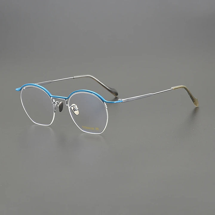 Nobler Unisex Semi Rim Round Titanium Eyeglasses 190035 Semi Rim Nobler C5