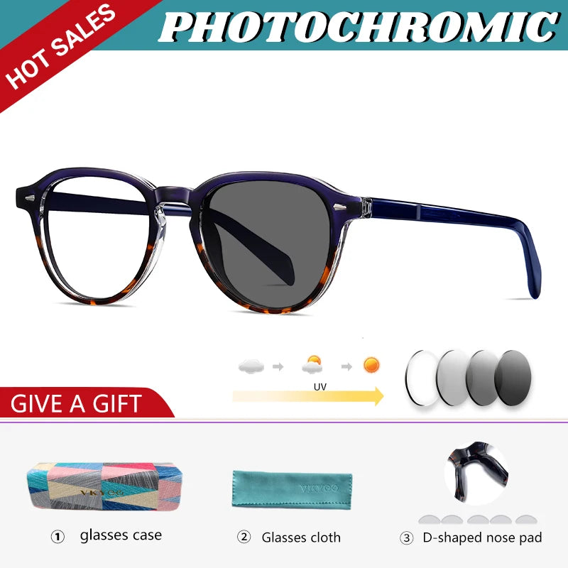 Vicky Unisex Full Rim Square Acetate Myopic Reading Glasses 31101 Reading Glasses Vicky -2.50 31101photochromic-C3