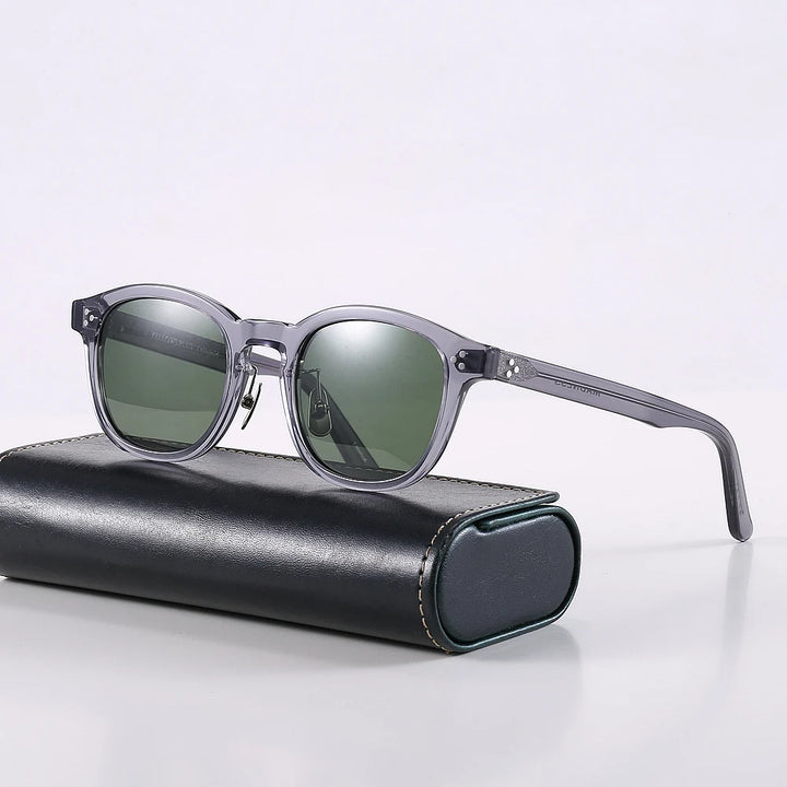 Black Mask Men's Full Rim Square Acetate Polarized Sunglasses 4950 Full Rim Black Mask Gray-Green Black