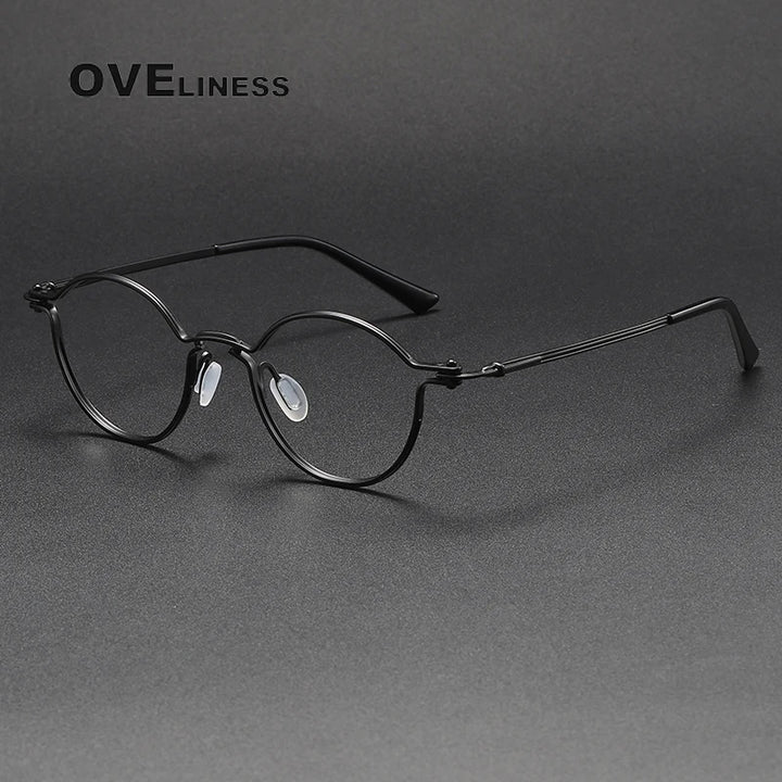 Oveliness Unisex Full Rim Round Titanium Eyeglasses C007 Full Rim Oveliness black  