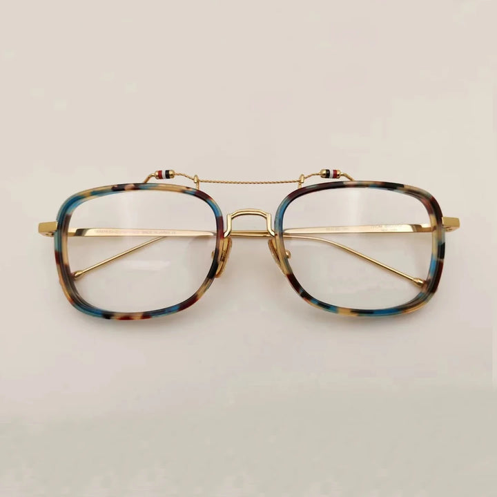 Black Mask Unisex Full Rim Square Double Bridge Alloy Acetate Eyeglasses Tbs816 Full Rim Black Mask