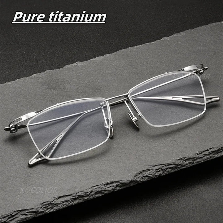 Kocolior Unisex Semi Rim Brow Line Square Titanium Eyeglasses 2266 Semi Rim Kocolior