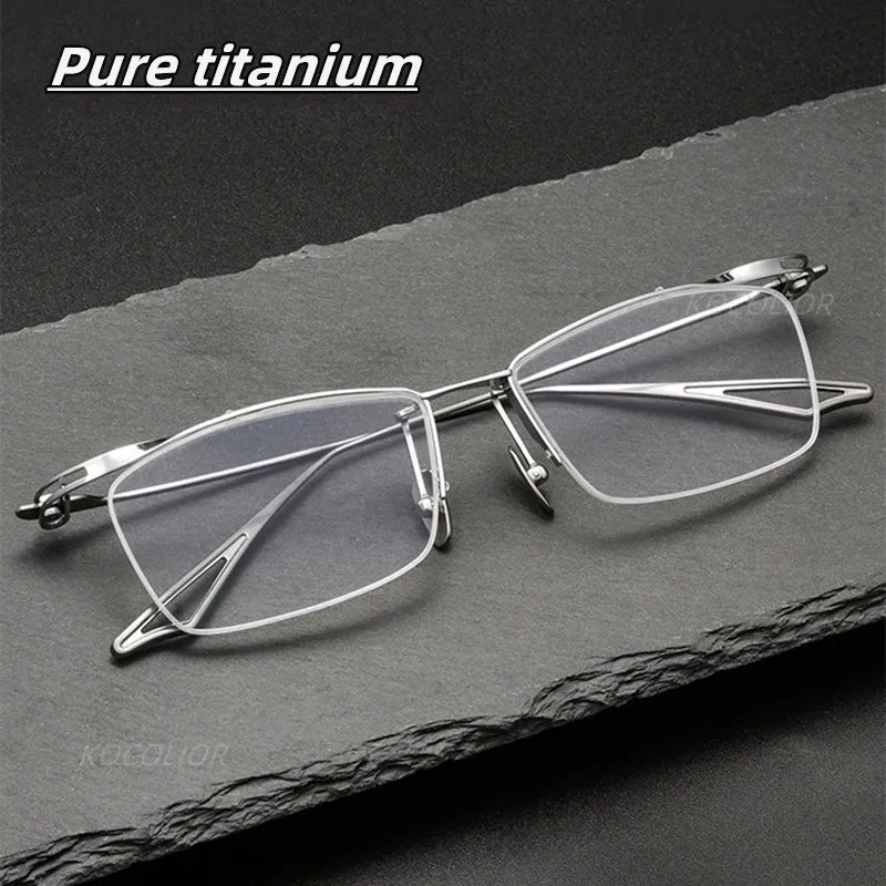 Kocolior Unisex Semi Rim Brow Line Square Titanium Eyeglasses 2266 Semi Rim Kocolior   