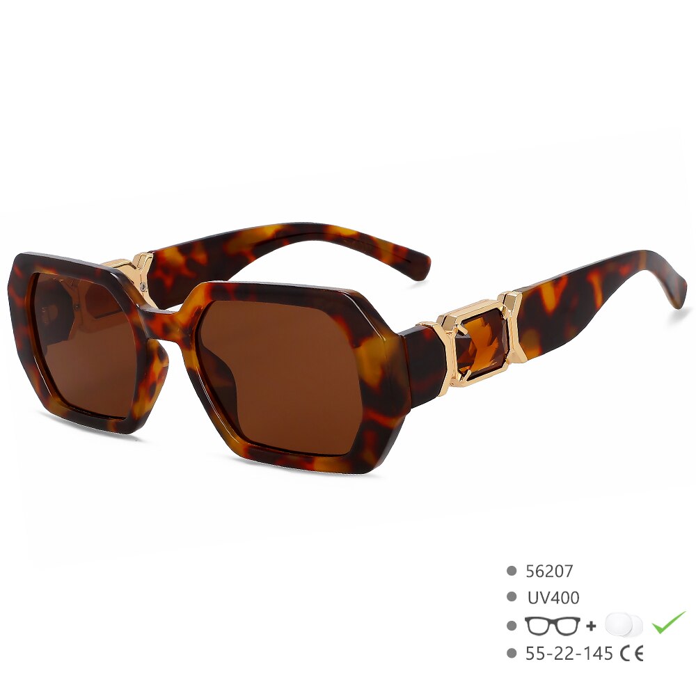 CCspace Women's Full Rim Oversized Square Resin UV400 Sunglasses 56207 Sunglasses CCspace Sunglasses LeopardTea
