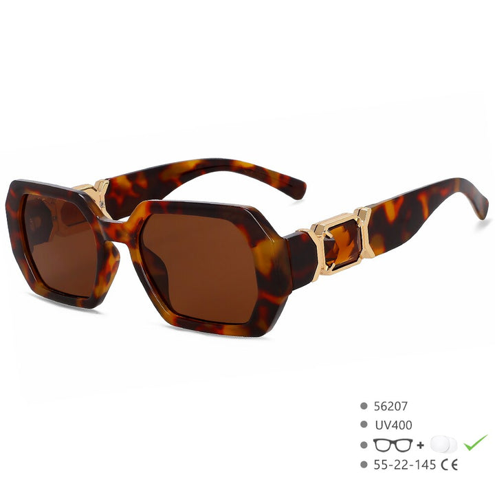 CCspace Women's Full Rim Oversized Square Resin UV400 Sunglasses 56207 Sunglasses CCspace Sunglasses LeopardTea