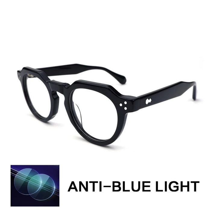 Gatenac Unisex Full Rim Flat Top Round Acetate Reading Glasses Gx62207