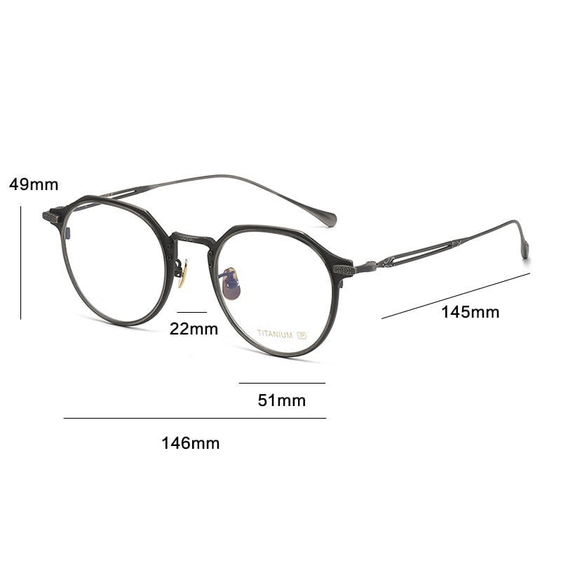 Gatenac Unisex Full Rim Flat Top Round Titanium Eyeglasses Gxyj1092 Full Rim Gatenac