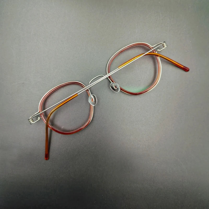Yujo Unisex Full Rim Polygon Steel Acetate Custom Eyeglasses 614150