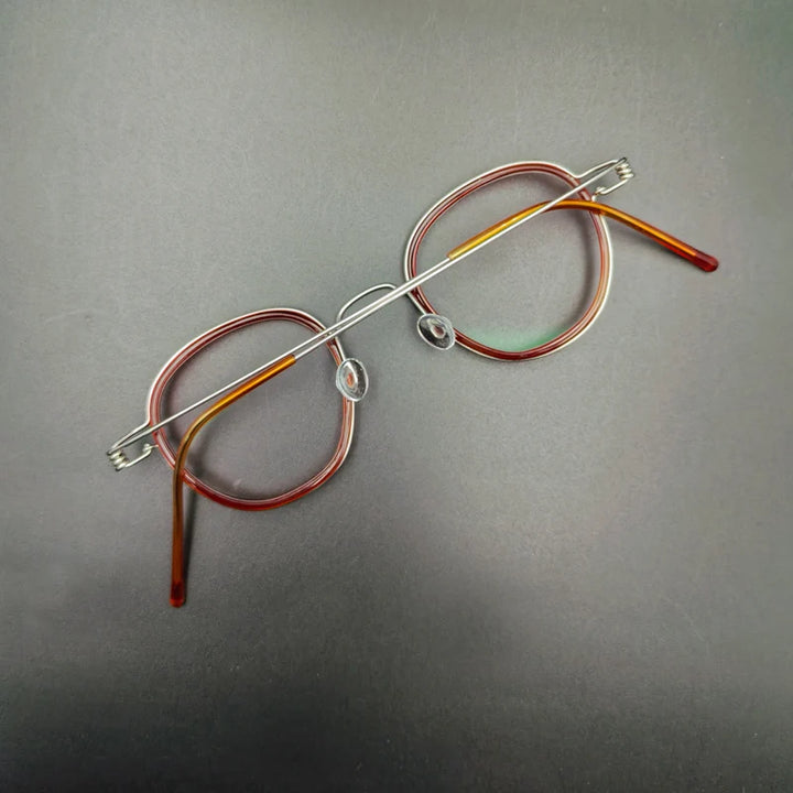 Yujo Unisex Full Rim Polygon Steel Acetate Custom Eyeglasses 614150