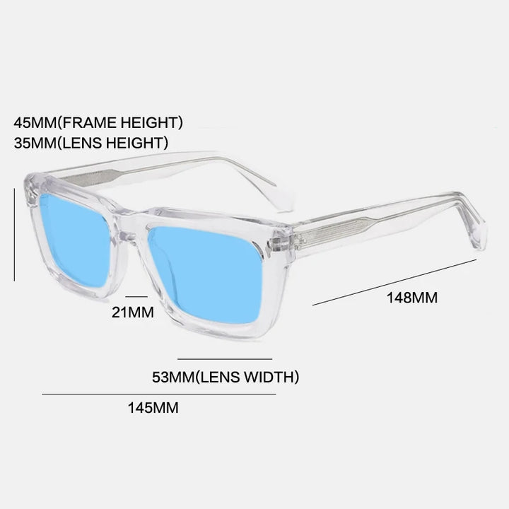 Gatenac Unisex Full Rim Square Polarized Acetate Sunglasses Mo13 Sunglasses Gatenac