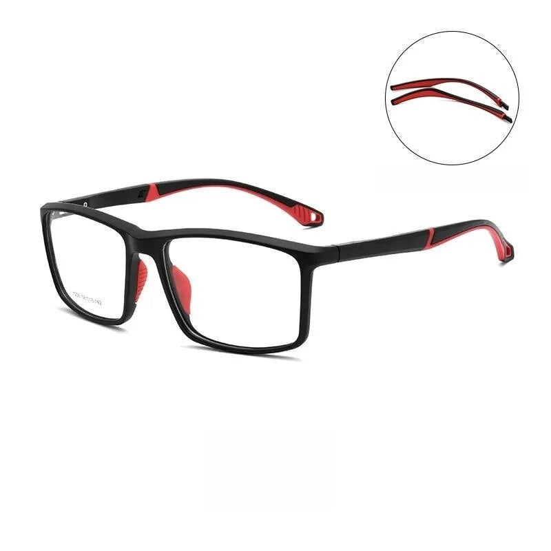 Yimaruili Unisex Full Rim Square Tr 90 Sport Eyeglasses Y1226d Full Rim Yimaruili Eyeglasses Black Red  
