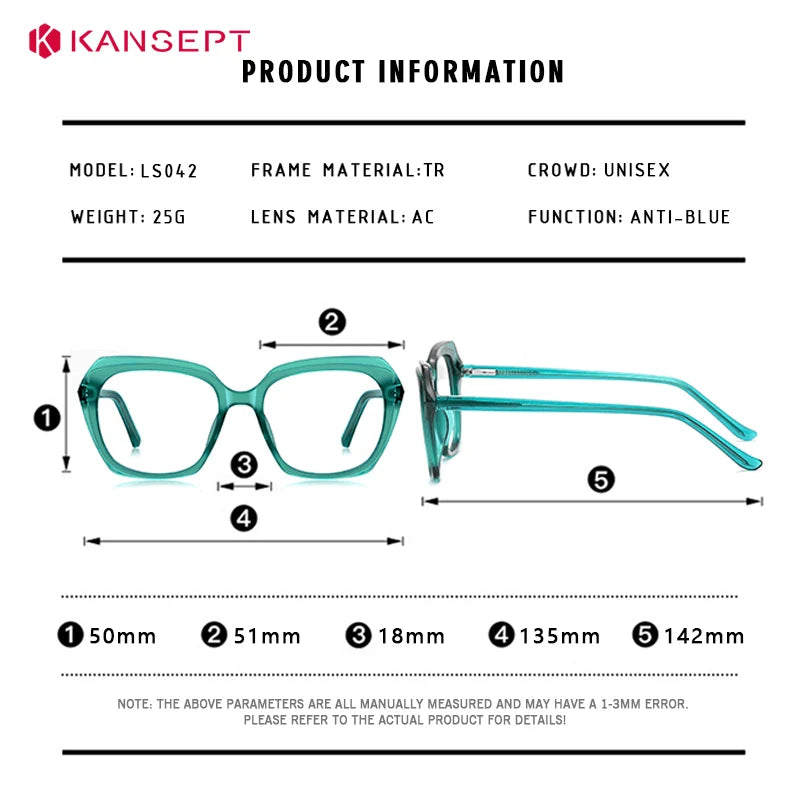 Kansept Women's Full Rim Oval Tr 90 Titanium Reading Glasses 66042