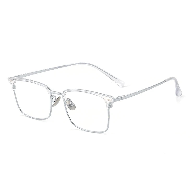 Gmei Unisex Full Rim Square Full Rim Alloy Tr 90 Eyeglasses 8207 Full Rim Gmei Optical C5 Silver