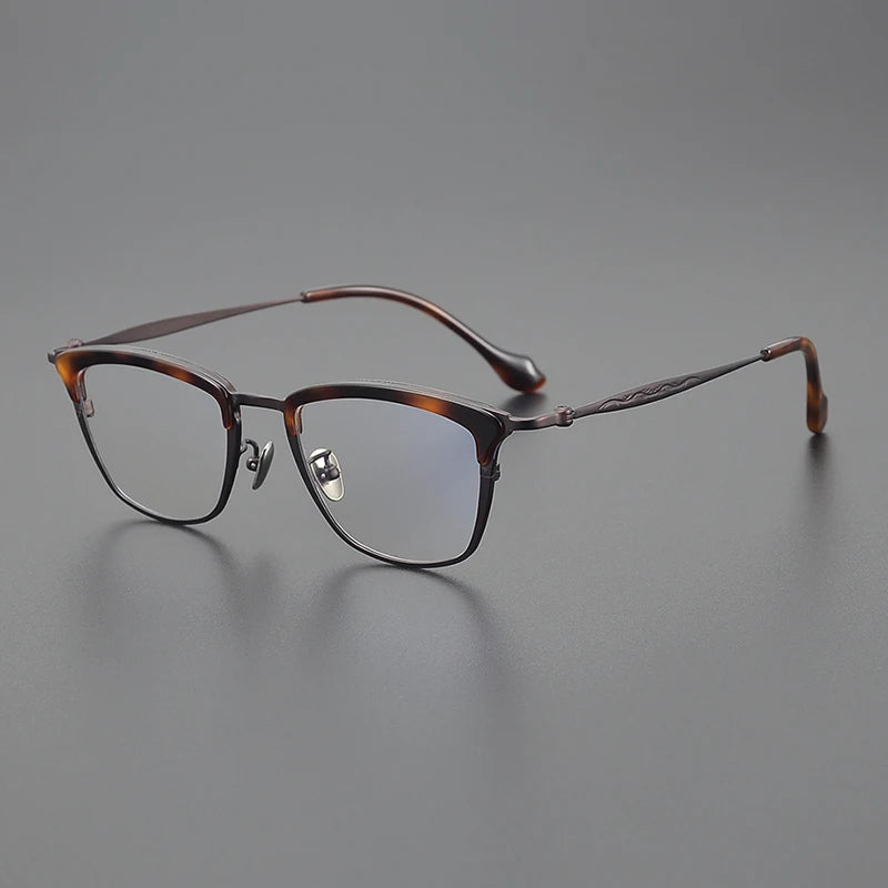 Black Mask Unisex Full Rim Big Square Titanium Acetate Eyeglasses 6069 Full Rim Black Mask Tortoise