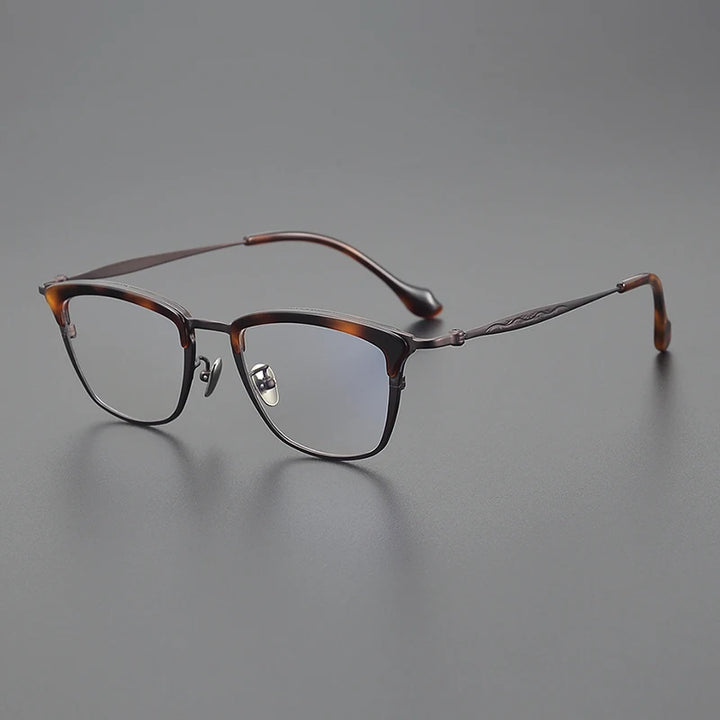 Black Mask Unisex Full Rim Big Square Titanium Acetate Eyeglasses 6069 Full Rim Black Mask Tortoise