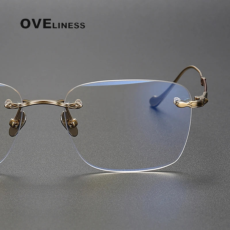 Oveliness Unisex Rimless Square Titanium Eyeglasses 80956 Rimless Oveliness