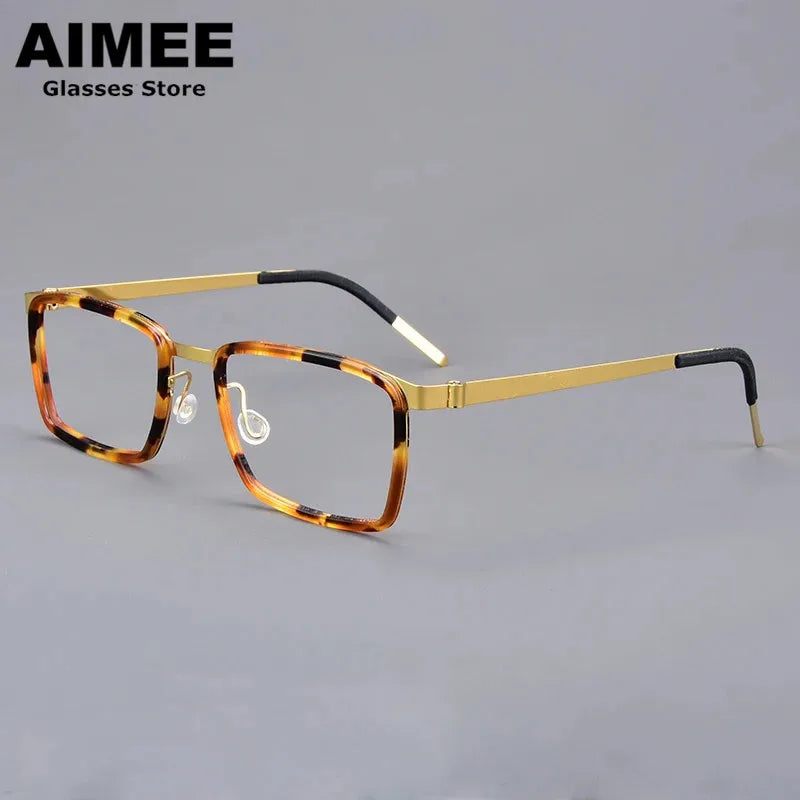 Aimee Unisex Full Rim Square Screwless Titanium Eyeglasses 49711