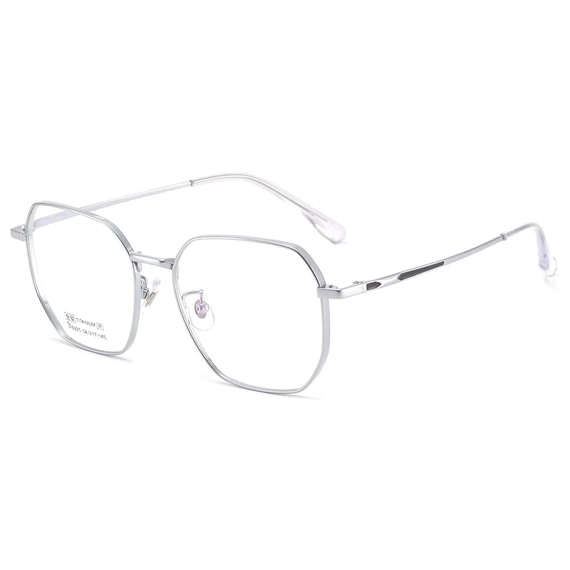 Bclear Unisex Full Rim Small Polygon Square Titanium Eyeglasses My6529 Full Rim Bclear Silver