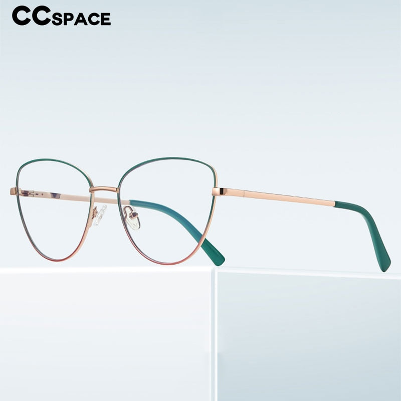 CCspace Unisex Full Rim Square Cat Eye Spring Hinge Alloy Eyeglasses 56273 Full Rim CCspace