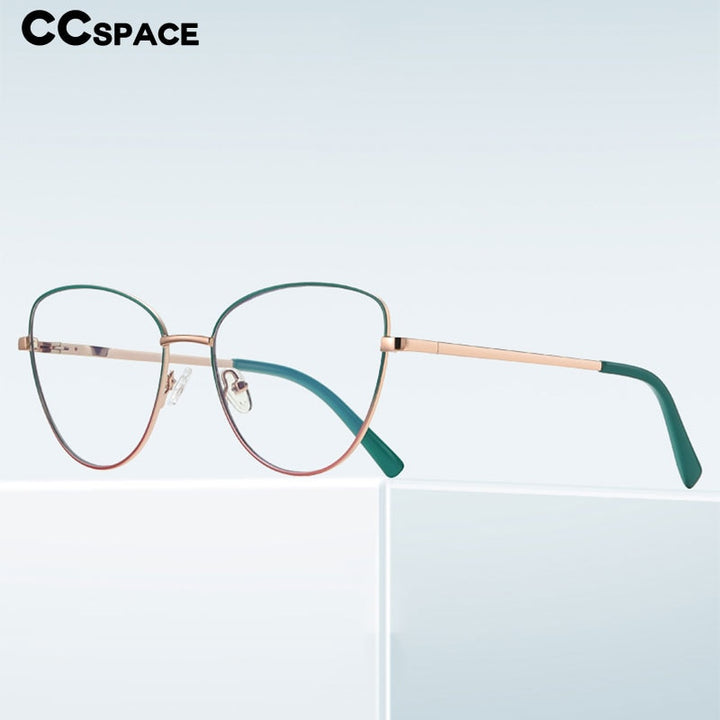 CCspace Unisex Full Rim Square Cat Eye Spring Hinge Alloy Eyeglasses 56273 Full Rim CCspace