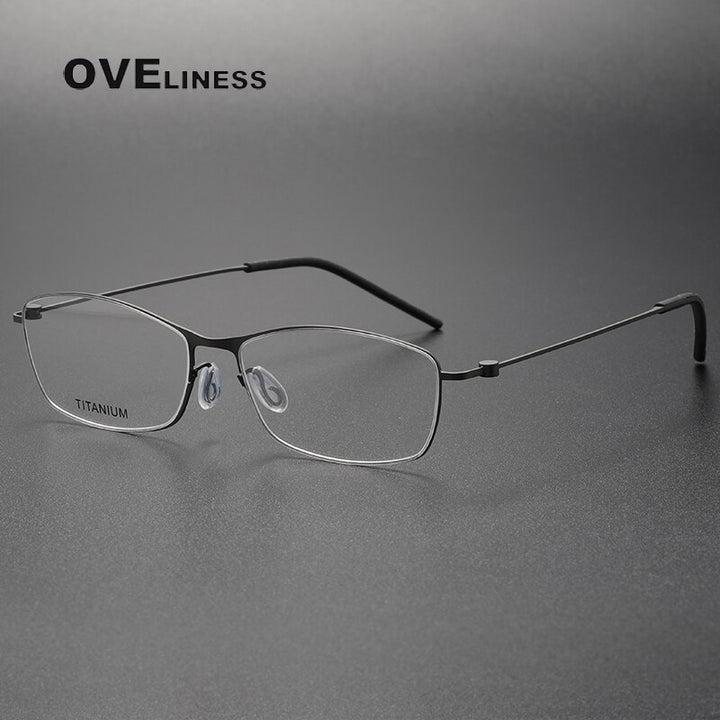 Oveliness Unisex Full Rim Rectangle Titanium Eyeglasses Full Rim Oveliness gun