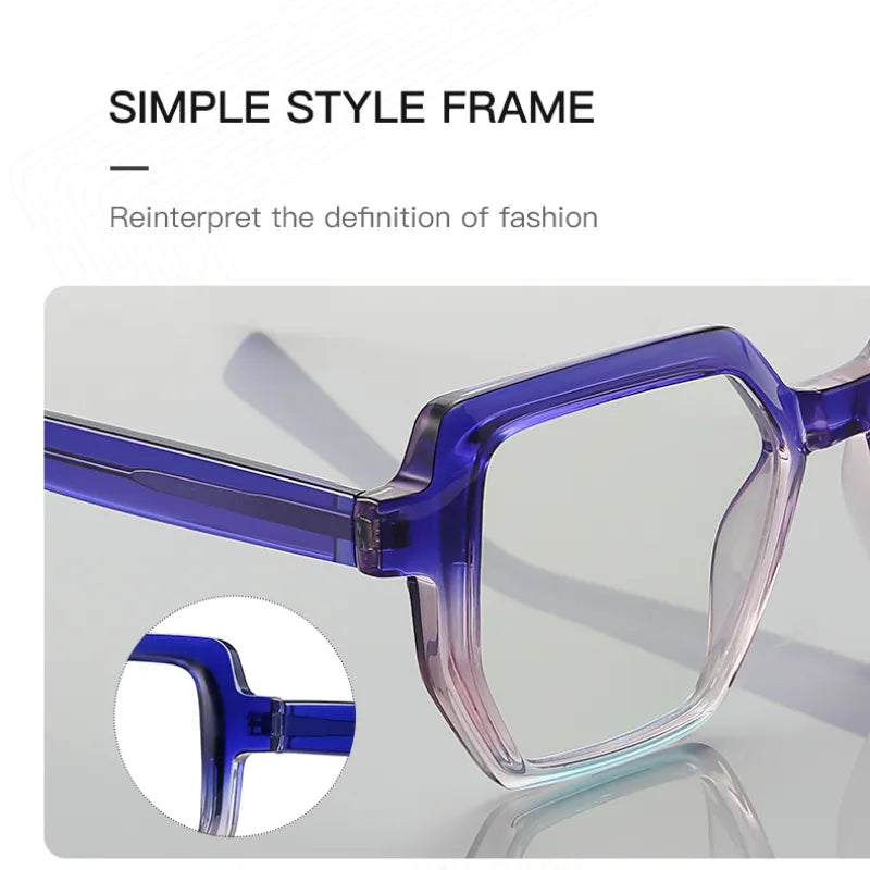 Vicky Women's Full Rim Oversized Polygon Tr 90 Stainless Steel Reading Glasses 2143 Reading Glasses Vicky