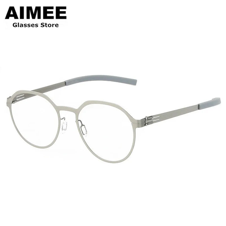 Aimee Women's Full Rim Flat Top Round Screwless Steel Eyeglasses 52134