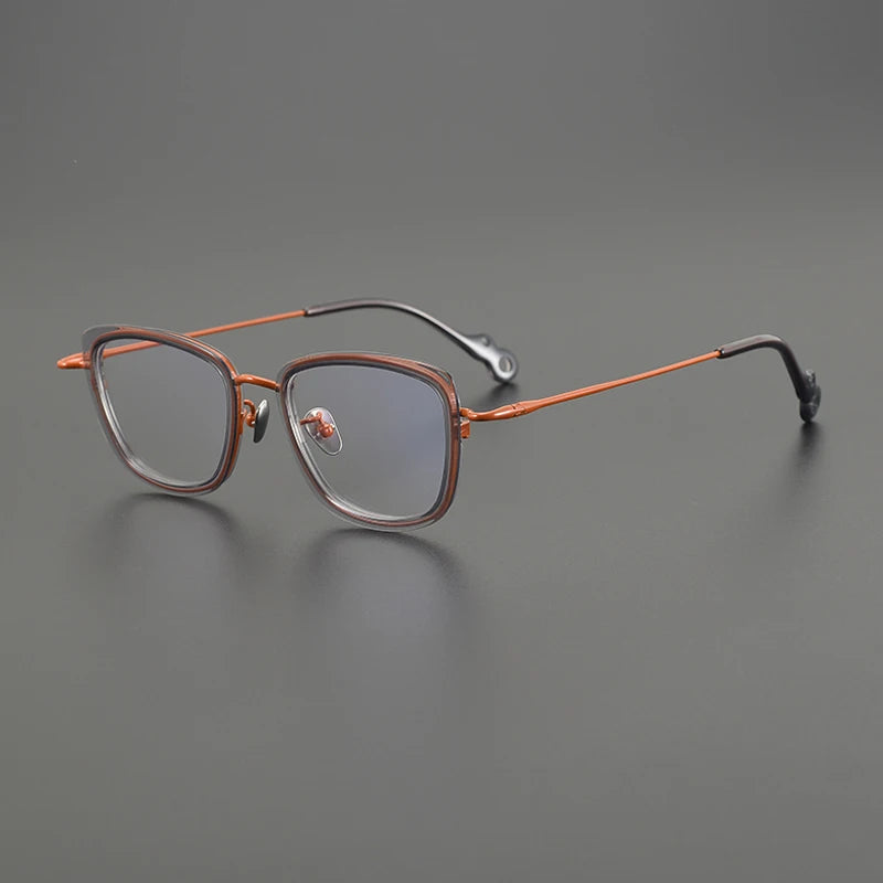 Gatenac Unisex Full Rim Cat Eye Acetate Titanium Eyeglasses Gxyj1458 Full Rim Gatenac Gray Orange