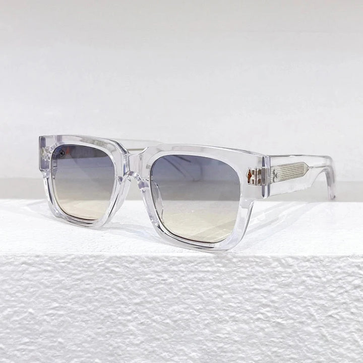 Hewei Unisex Full Rim Square Acetate Sunglasses 0029 Sunglasses Hewei clear-light gray as picture 