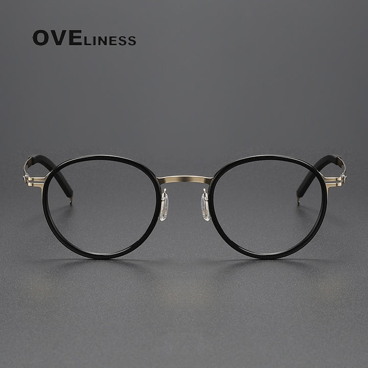 Oveliness Unisex Full Rim Round Screwless Titanium Acetate Eyeglasses 8202317 Full Rim Oveliness   