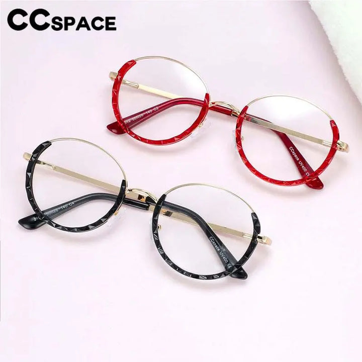 CCspace Women's Full Rim Round Hyperopic Alloy  Reading Glasses R51012 Reading Glasses CCspace