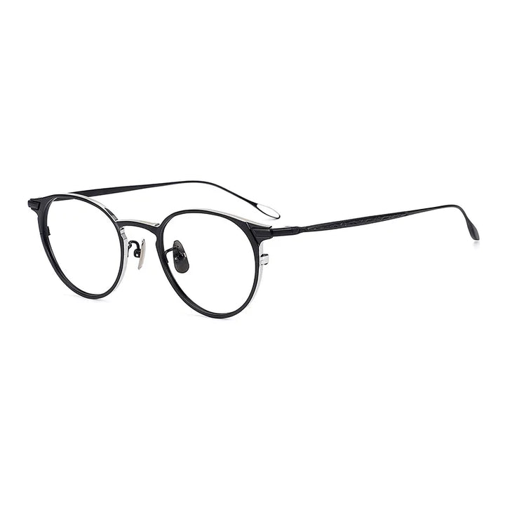 Black Mask Unisex Full Rim Oval Round Acetate Titanium Eyeglasses 63061