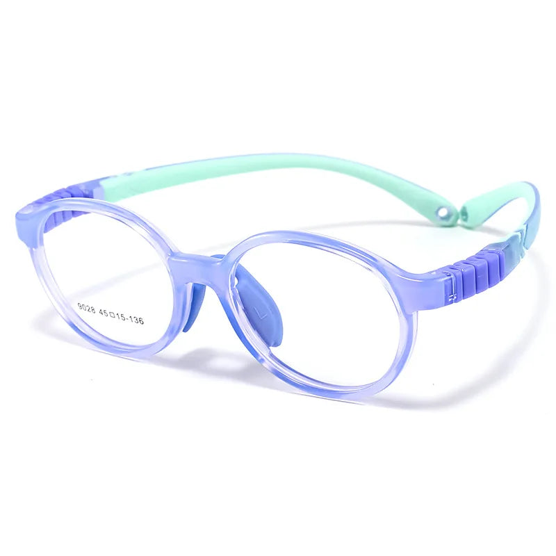 Yimaruili Unisex Children's Full Rim Round Tr 90 Silicone Eyeglasses 9028 Full Rim Yimaruili Eyeglasses Purple