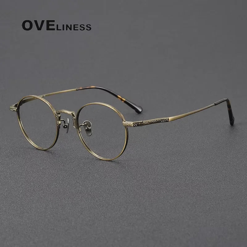 Oveliness Women's Full Rim Round Acetate Titanium Eyeglasses 841042