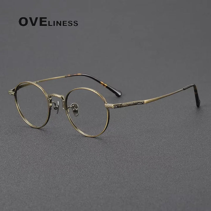 Oveliness Women's Full Rim Round Acetate Titanium Eyeglasses 841042