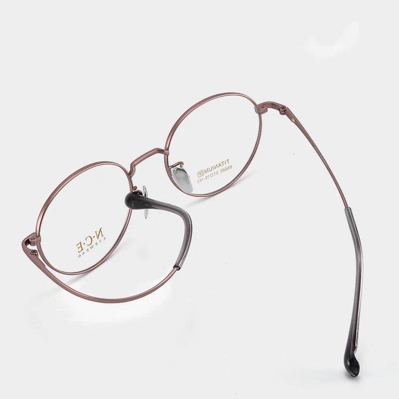 Bclear Unisex Full Rim Round Small Titanium Eyeglasses 86680 Full Rim Bclear