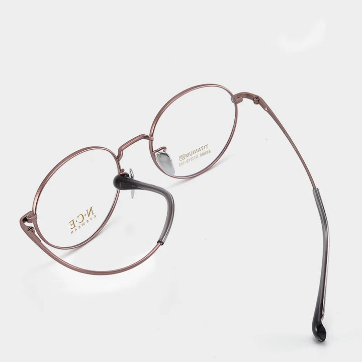 Bclear Unisex Full Rim Round Small Titanium Eyeglasses 86680 Full Rim Bclear