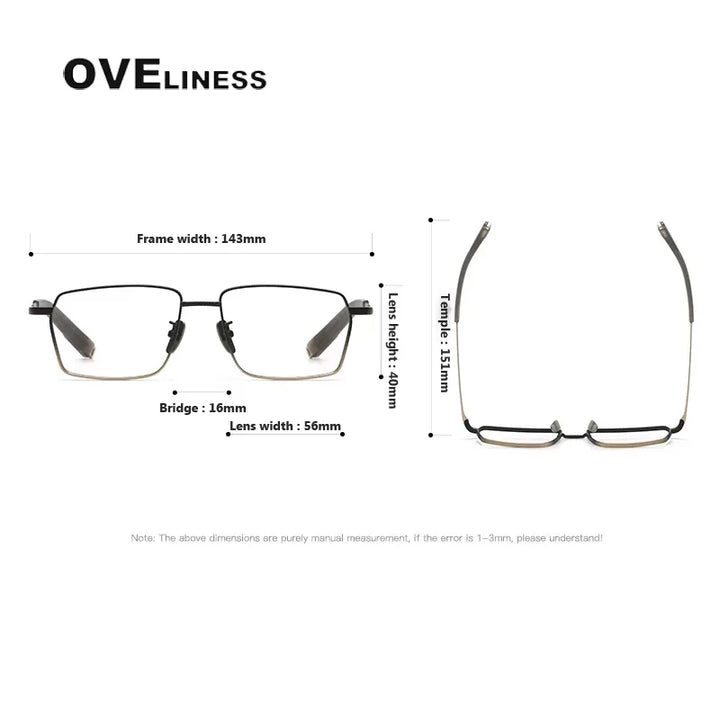 Oveliness Unisex Full Rim Square Titanium Eyeglasses 07519 Full Rim Oveliness