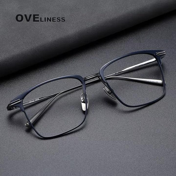 Oveliness Men's Full Rim Square Titanium + Acetate Eyeglasses 81148