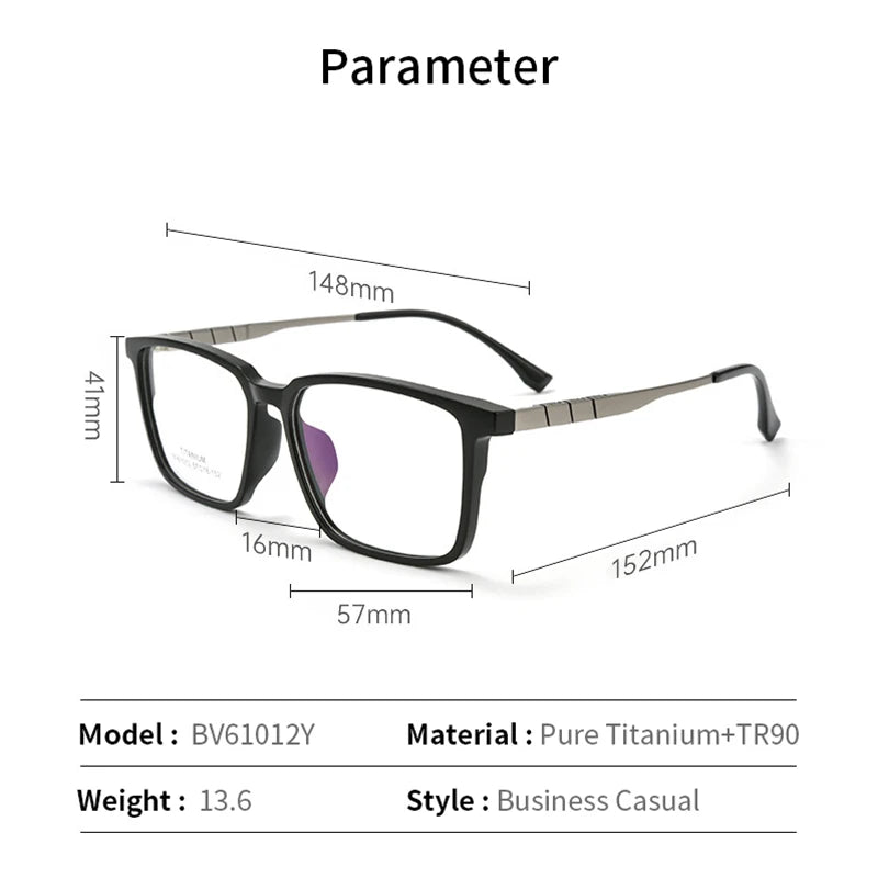 Xbora Unisex Full Rim Square TR 90 Titanium Eyeglasses 610127
