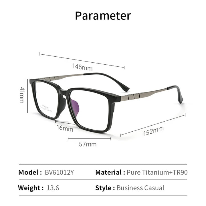 Xbora Unisex Full Rim Square TR 90 Titanium Eyeglasses 610127