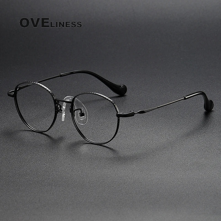 Oveliness Unisex Full Rim Round Titanium Eyeglasses 80950 Full Rim Oveliness black