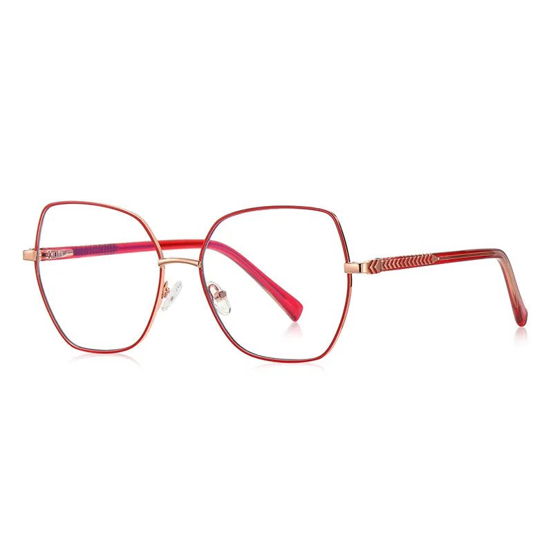 Vicky Women's Full Rim Polygon Cat Eye Stainless Steel Reading Glasses 3076 Reading Glasses Vicky PFD3076-C3 0